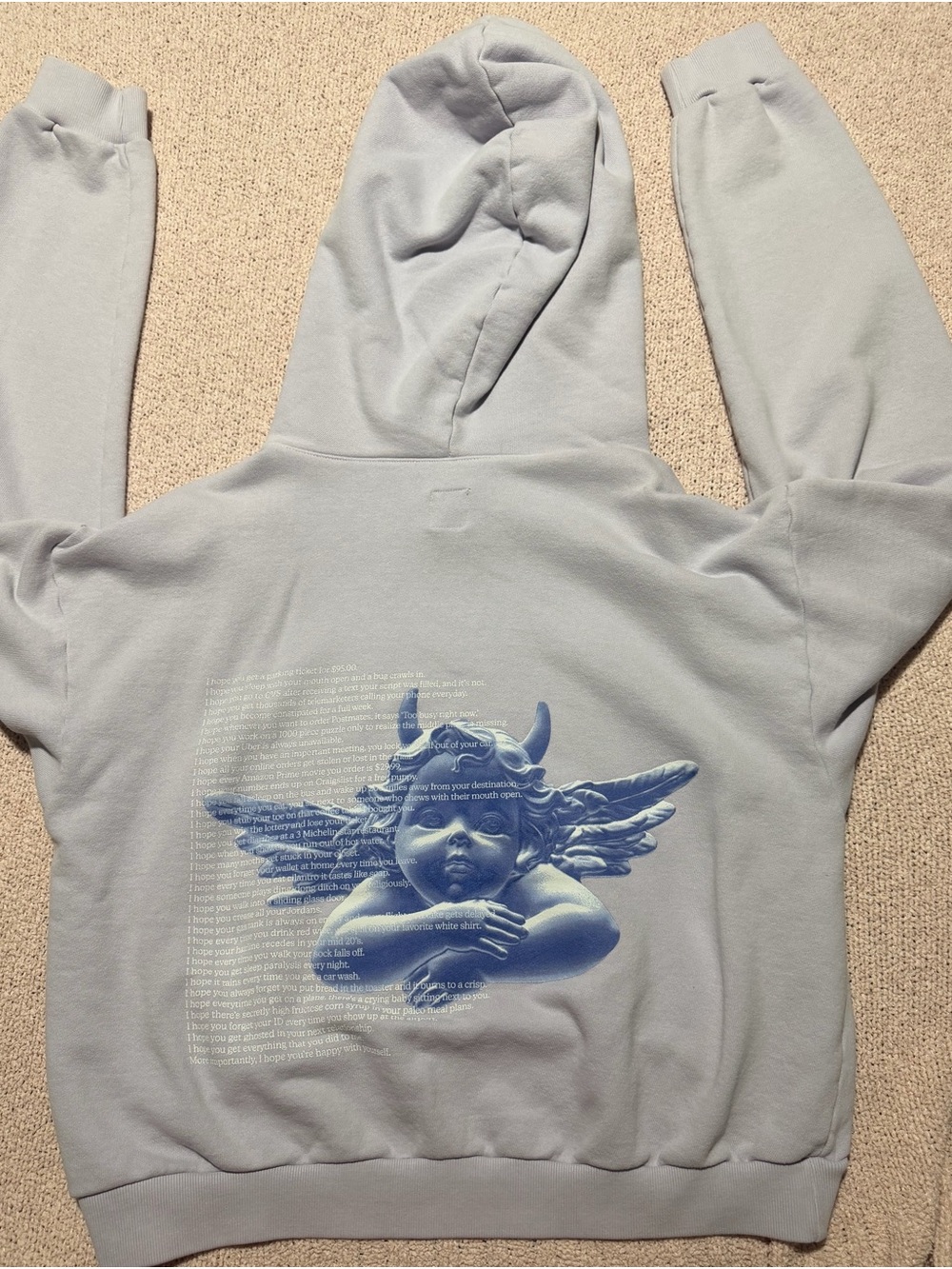 Boys Lie Pale Blue Hoodie with Blue Angel Graphic